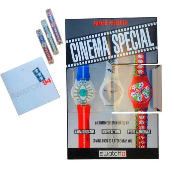 Swatch Watches 100 Years Of CINEMA Set OF 3 watches a Movie Poster and Book - Picture 1 of 13
